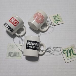 3 Piece Set of Office Humor Coffee Mug Ornaments employee gift coworker boss NEW